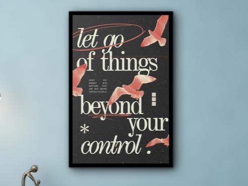 Motivational Wall Art, Let Go of Things Beyond Your Control Wall Art Canvas, Home & Office Wall Decor, Ready to Hang, Printed on Black Frame