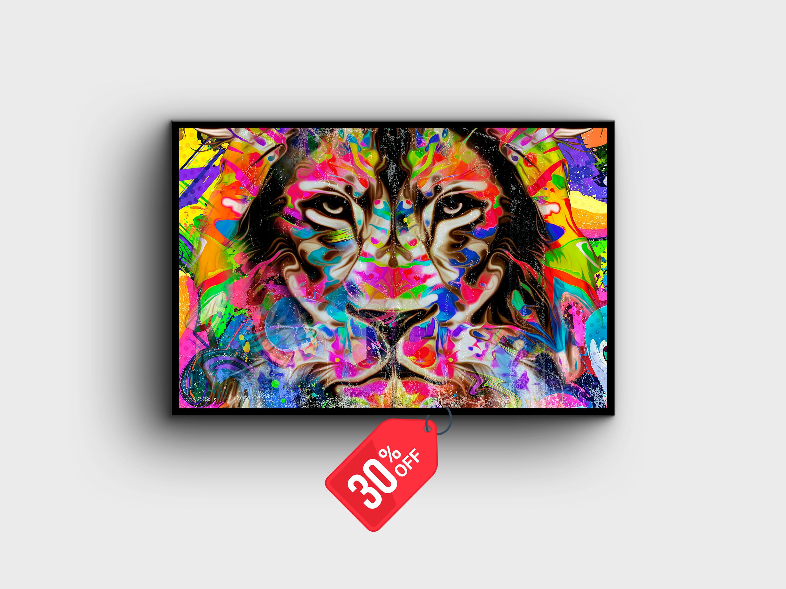 Motivation Modern Lion Canvas Wall Art, Modern Design Home Decor, Ready to Hang, Unique Gift