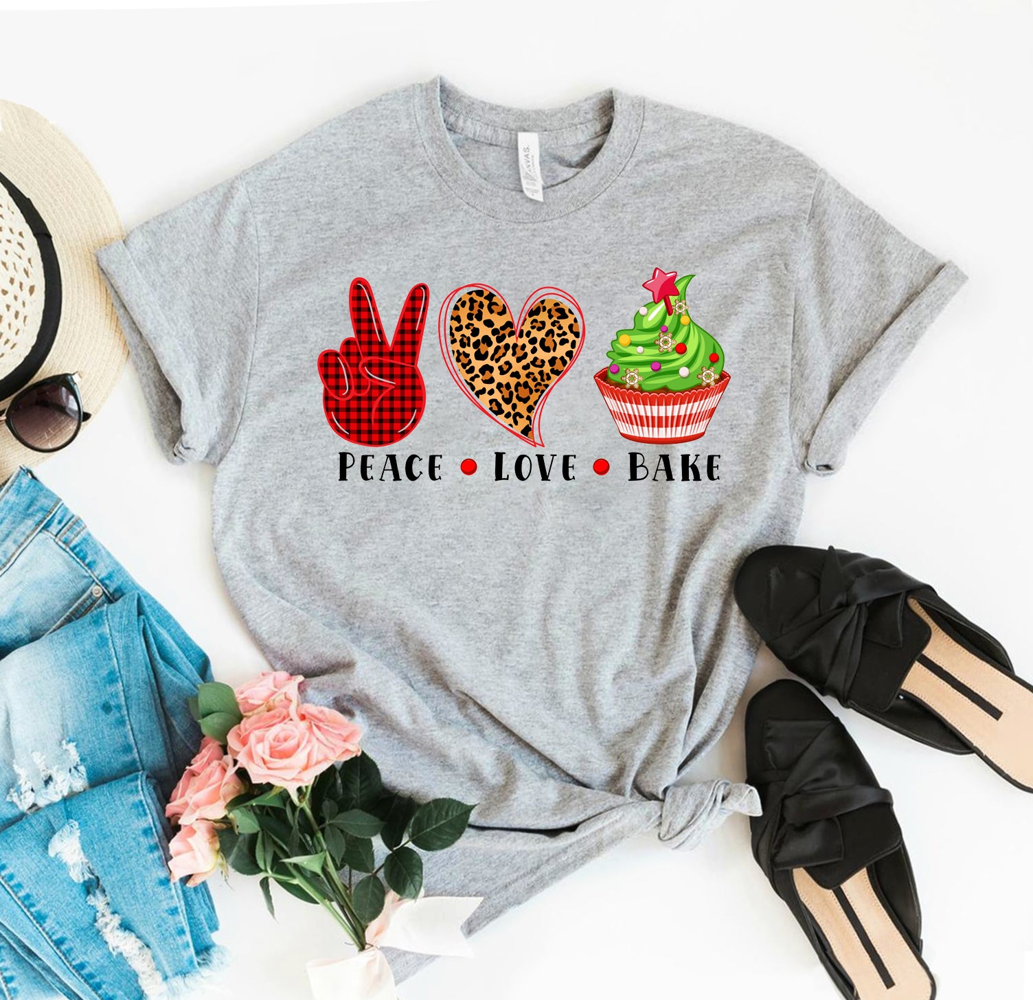 "Peace, Love, Bake" Christmas T-shirt