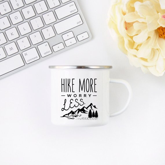 10oz Enamel Mug - Hike More Worry Less